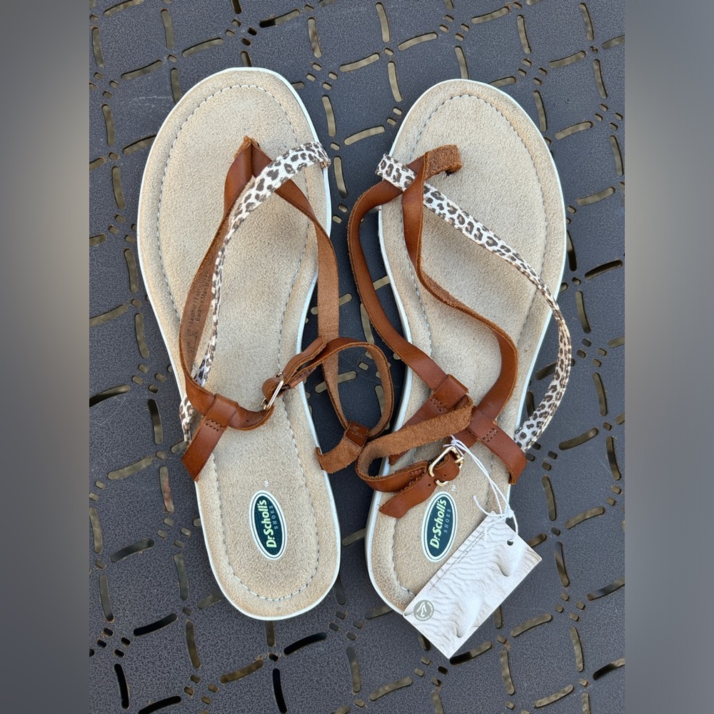 Dr Scholl’s Leopard Print Upper Leather Sandals Size 9M